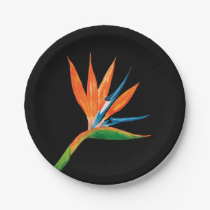 Bird of Paradise Black Paper Plates