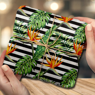 Bird of Paradise Black White Stripes Tissue Paper