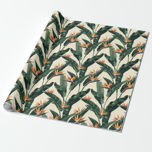 Bird of Paradise Botanical Pattern Decoupage Wrapping Paper