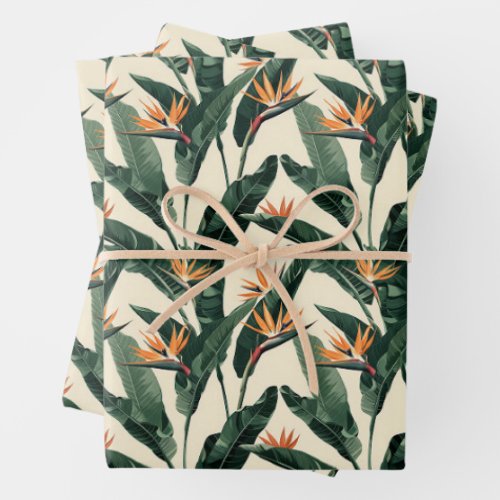 Bird of Paradise Botanical Pattern Decoupage Wrapping Paper Sheets