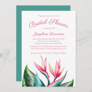 Bird of Paradise Bridal Shower Invitations