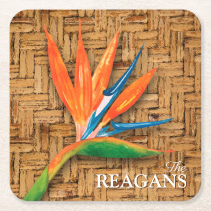 Bird of Paradise Custom Square Paper Coaster