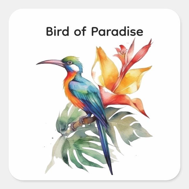 Bird of Paradise, customizable Square Sticker (Front)