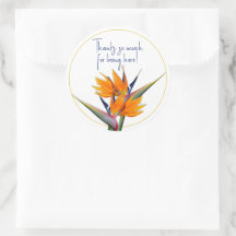 Bird of Paradise Favor Stickers Thank You