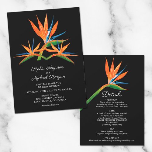 Bird of Paradise Floral Wedding All In One Invites