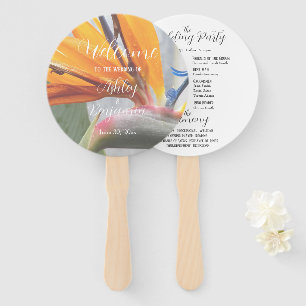 Bird of Paradise Floral Wedding Ceremony Program Hand Fan