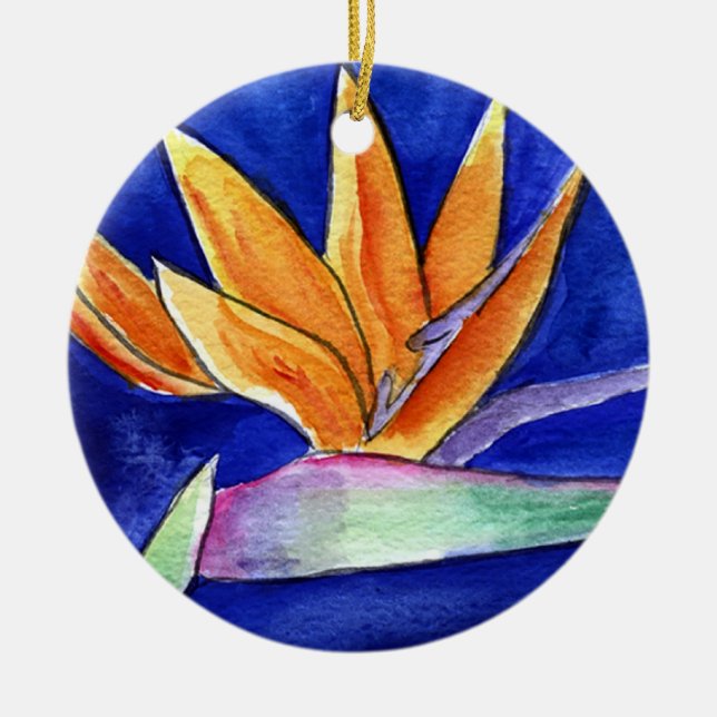 Bird of Paradise Flower Artwork Ornament Pendant (Front)