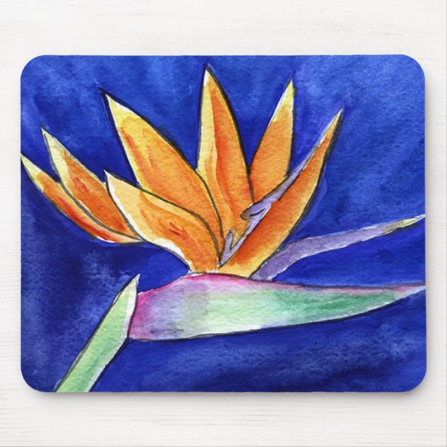 Bird of Paradise Flower Artwork Painting Mousepad (Front)