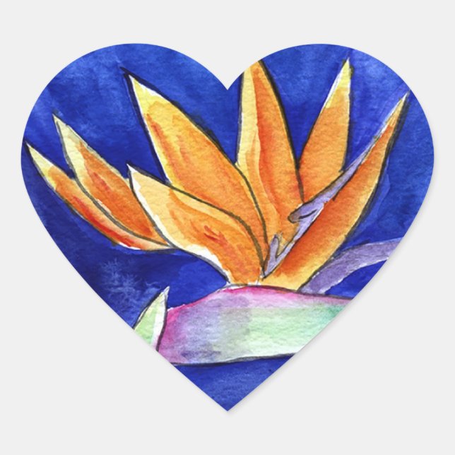 Bird of Paradise Flower Artwork Painting Sticker (Front)