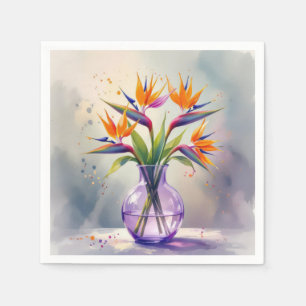 Bird of Paradise Flower Bouquet In Watercolor Napkins