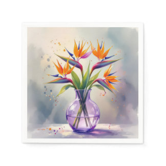 Bird of Paradise Flower Bouquet In Watercolor Napkins