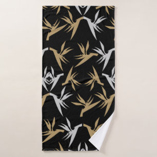 Bird of Paradise Flower Fabric Print Bath Towel