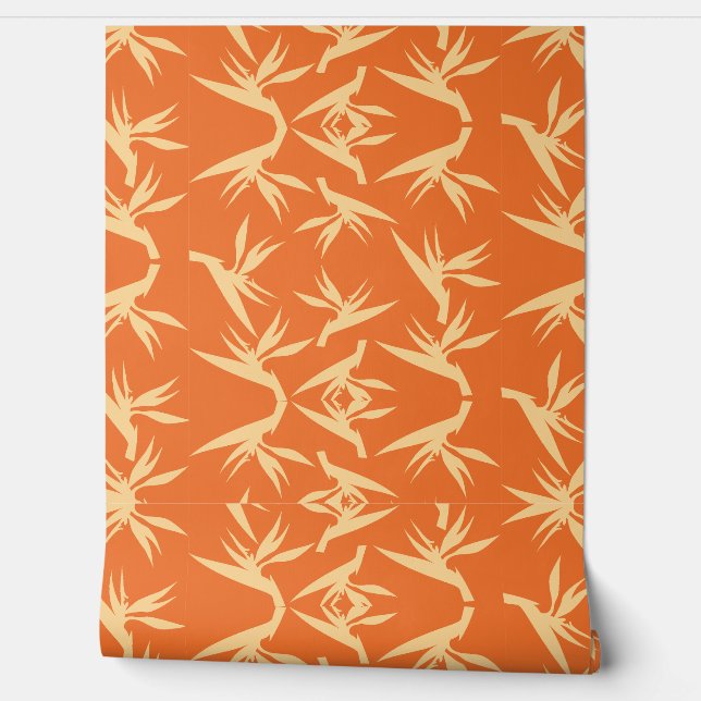 Bird of Paradise Flower Fabric Print Wallpaper (Unrolling)