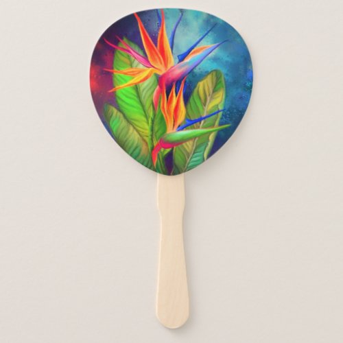 Bird of Paradise Flower _ Migned Art Painting Coll Hand Fan