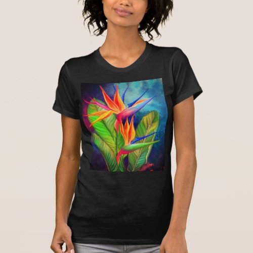 Bird of Paradise Flower _ Migned Art Painting T_Shirt