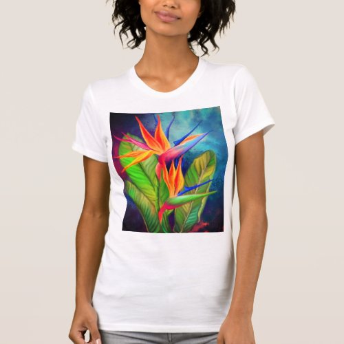 Bird of Paradise Flower _ Migned Painting  T_Shirt