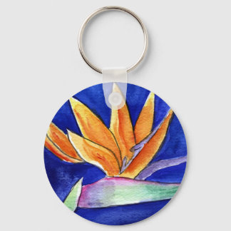 Bird of Paradise Flower Painting Art Keychain
