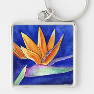 Bird of Paradise Flower Painting Art Keychain