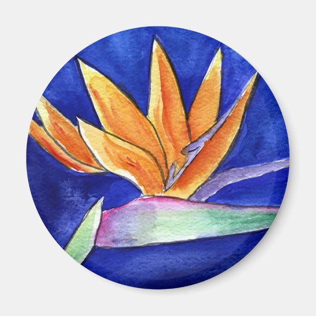 Bird of Paradise Flower Painting Art Magnet (Front)
