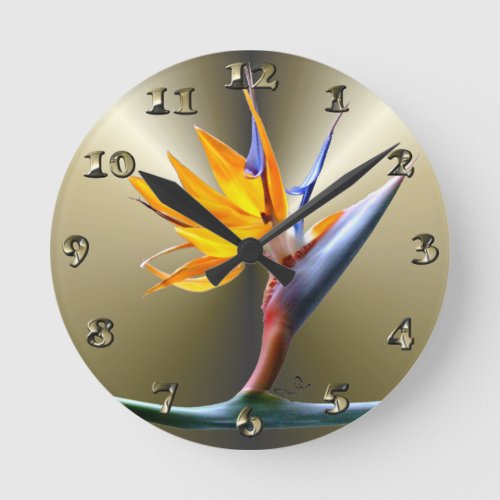 Bird of Paradise Flower Round Clock