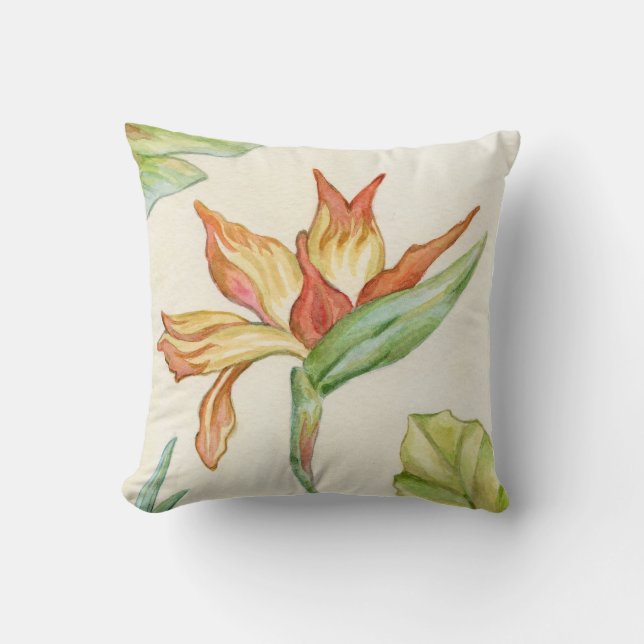 Bird of Paradise Flower Throw Pillow (Front)