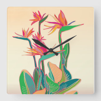 Bird of paradise flower wall clock