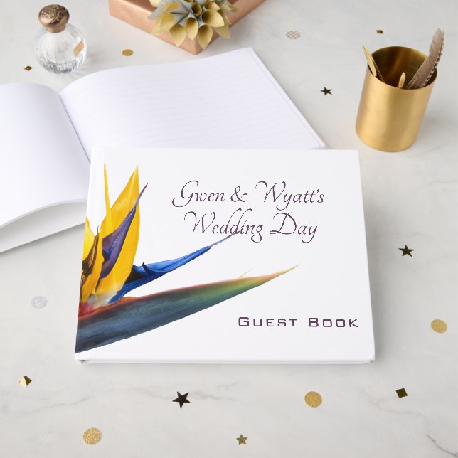 Bird-of-paradise Flower Wedding Guest Book (Front Open)