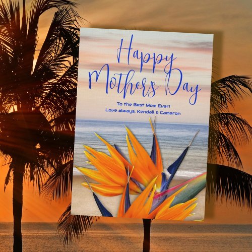 Bird of Paradise Flowers Best Mothers Day Card