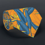 Bird of paradise flowers on orange neck tie<br><div class="desc">Hand drawn seamless pattern with bird of paradise flowers</div>