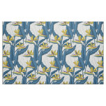 Bird of paradise flowers on white fabric