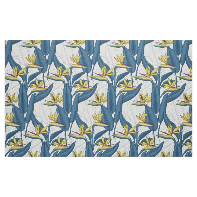Bird of paradise flowers on white fabric (Fat Quarter)