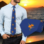 Bird of Paradise Flowers Patterned Navy Blue Tie<br><div class="desc">Dark blue tie with small pattern of tropical,  bird of paradise flowers.  Perfect for dressing the groom and / or groomsmen when the wedding takes place in a tropical location.</div>