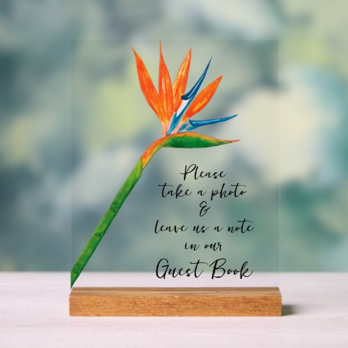 Bird of Paradise Guest Book  Acrylic Sign