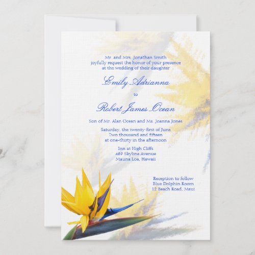 Bird of Paradise Hawaiian Wedding Invitation