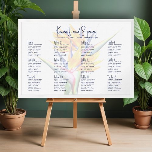 Bird of Paradise Hawaiian Wedding Seating Chart