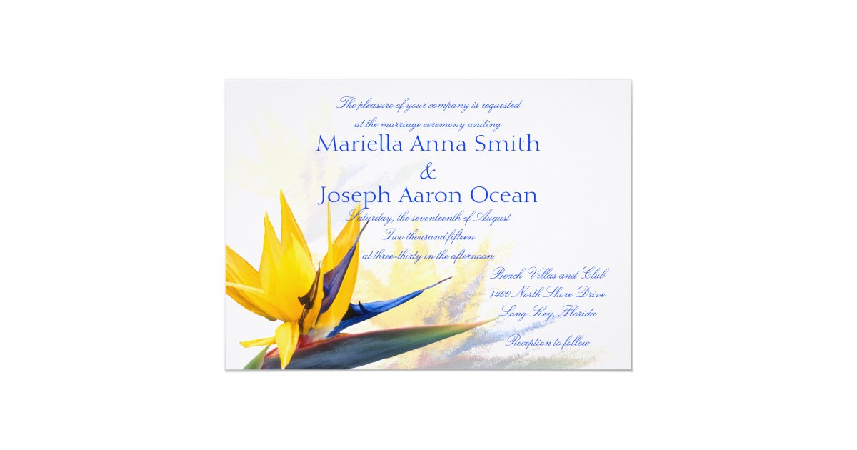 Bird Of Paradise Horizontal Wedding Invitations Zazzle Com