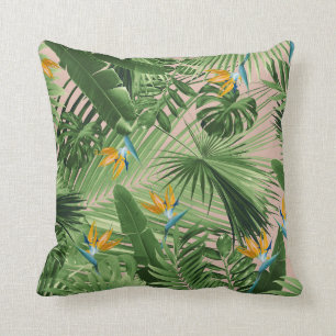 Bird of Paradise Jungle Leaves Dream #2 Throw Pillow