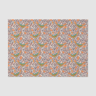 Bird of Paradise, leopard skin, Coral and turquois Tissue Paper