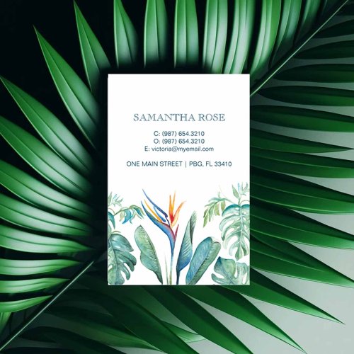 Bird of Paradise Monstera Palm Leaves Business Card