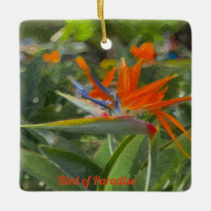 Bird of Paradise Oil Painting Ceramic Ornament