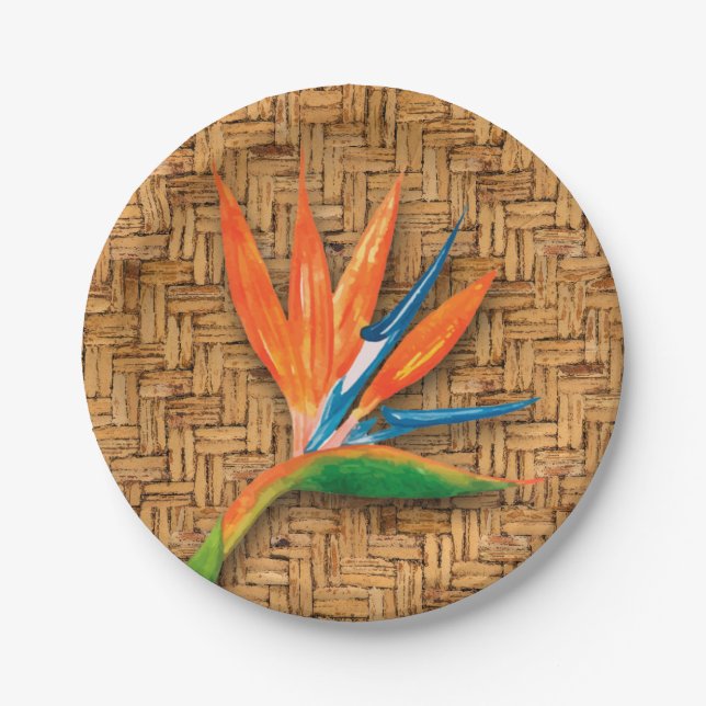 Bird of Paradise on Wicker Paper Plates (Front)