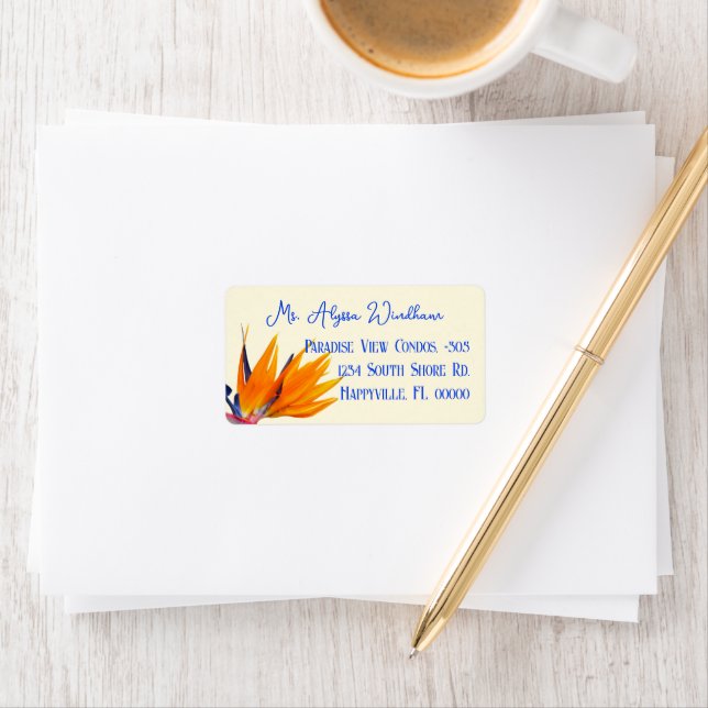 Bird of Paradise Orange Flower Return Address  Label (Insitu)