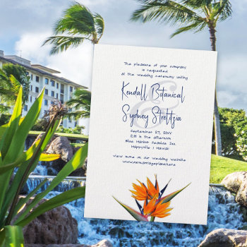 Bird Of Paradise Orange Flowers Wedding Invitation by sandpiperWedding at Zazzle