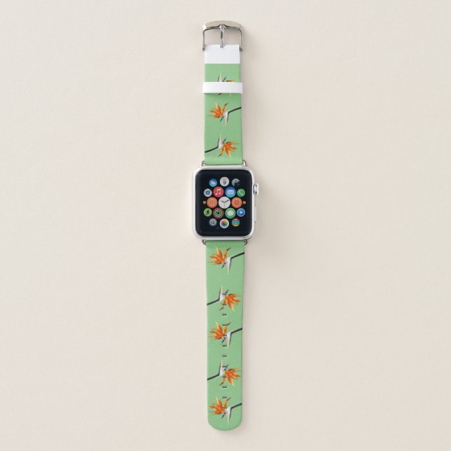 Bird of Paradise Orange Tropical Flower Apple Watch Band (Front)