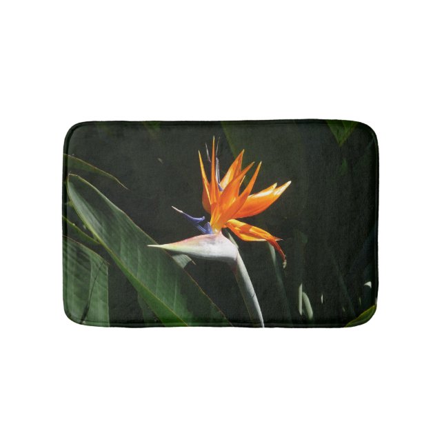 Bird of Paradise Orange Tropical Flower Bath Mat (Front)