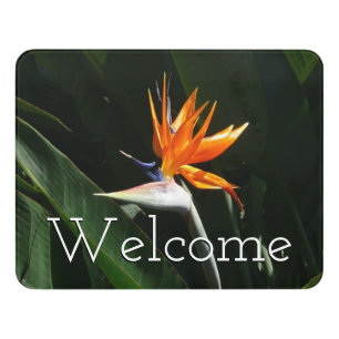 Bird of Paradise Orange Tropical Flower Door Sign