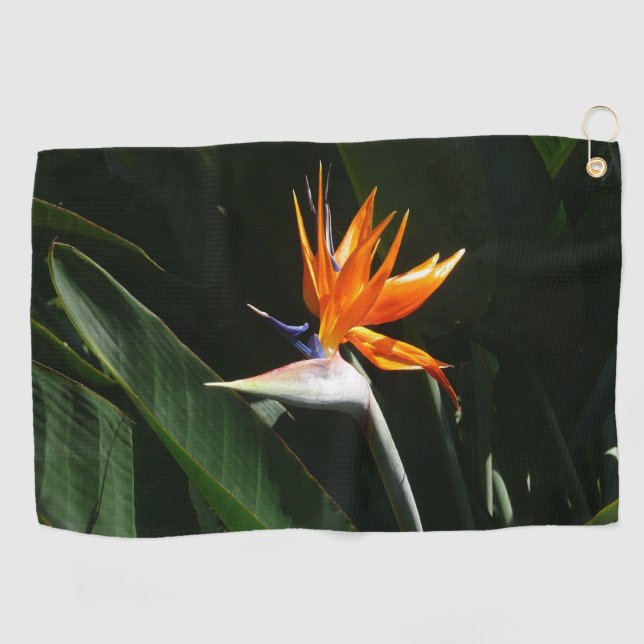 Bird of Paradise Orange Tropical Flower Golf Towel (Horizontal)