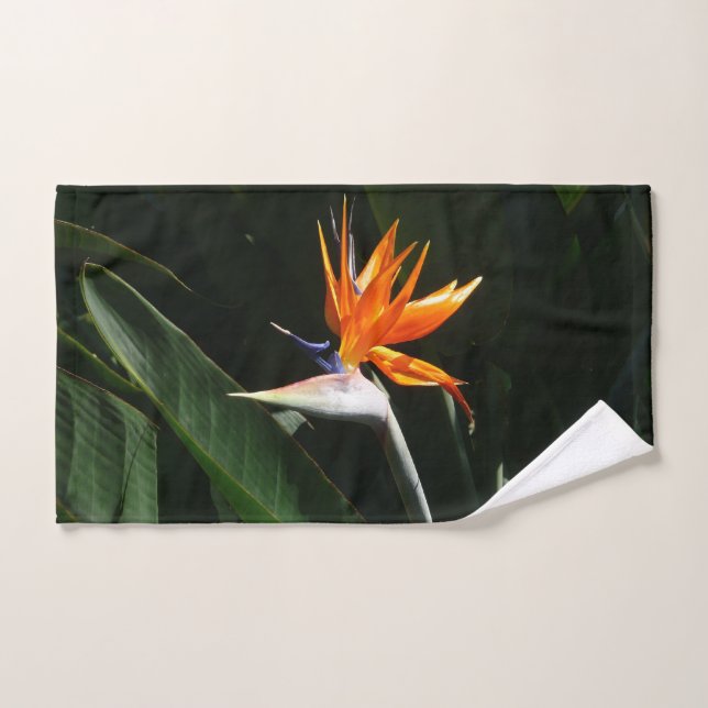 Bird of Paradise Orange Tropical Flower Hand Towel (Hand Towel)