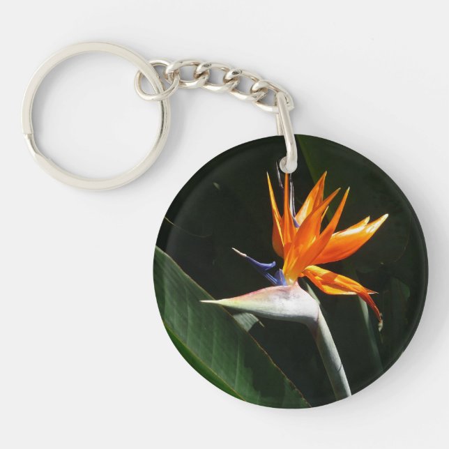 Bird of Paradise Orange Tropical Flower Keychain (Front)