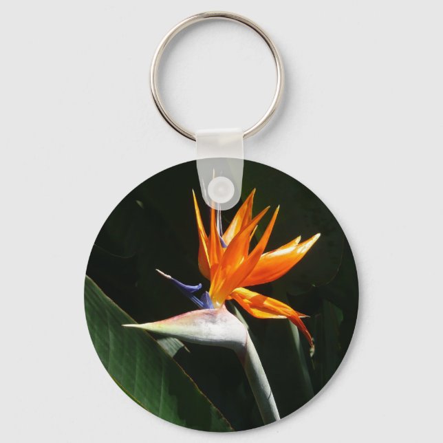 Bird of Paradise Orange Tropical Flower Keychain (Front)